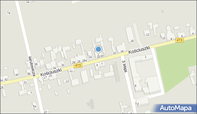 Dąbie, Kościuszki Tadeusza, gen., 22, mapa Dąbie