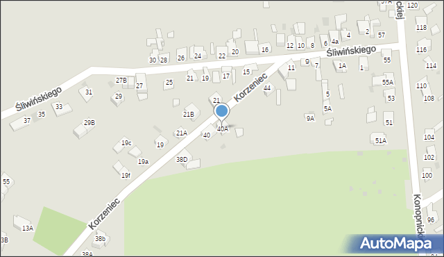 Dąbrowa Górnicza, Korzeniec, 40A, mapa Dąbrowa Górnicza