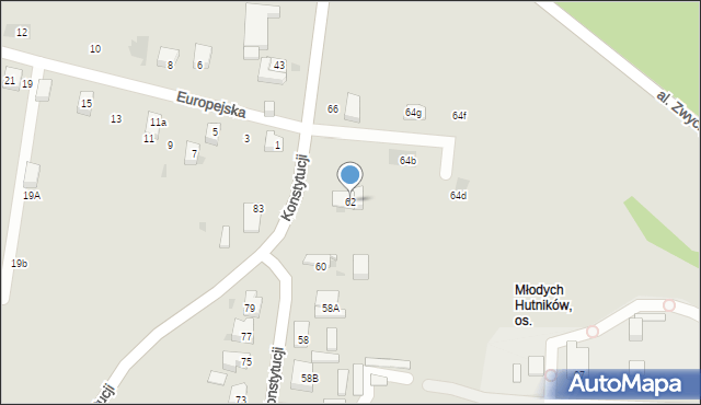 Dąbrowa Górnicza, Konstytucji, 62, mapa Dąbrowa Górnicza