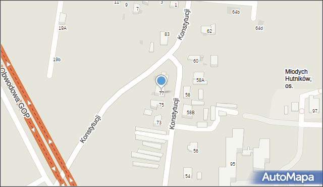 Dąbrowa Górnicza, Konstytucji, 77, mapa Dąbrowa Górnicza