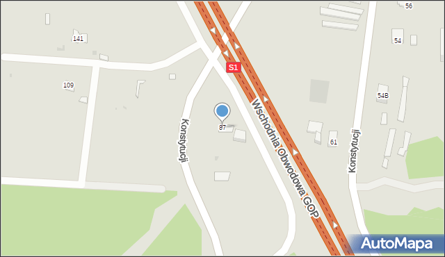 Dąbrowa Górnicza, Konstytucji, 87, mapa Dąbrowa Górnicza