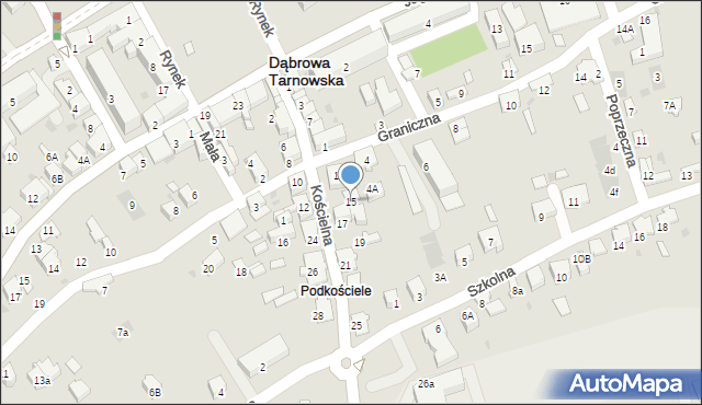 Dąbrowa Tarnowska, Kościelna, 15, mapa Dąbrowa Tarnowska