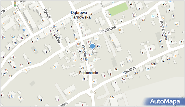 Dąbrowa Tarnowska, Kościelna, 17A, mapa Dąbrowa Tarnowska