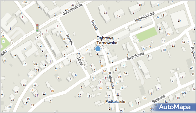 Dąbrowa Tarnowska, Kościelna, 4, mapa Dąbrowa Tarnowska