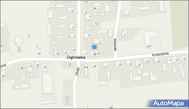 Dąbrówka, Kościelna, 18, mapa Dąbrówka