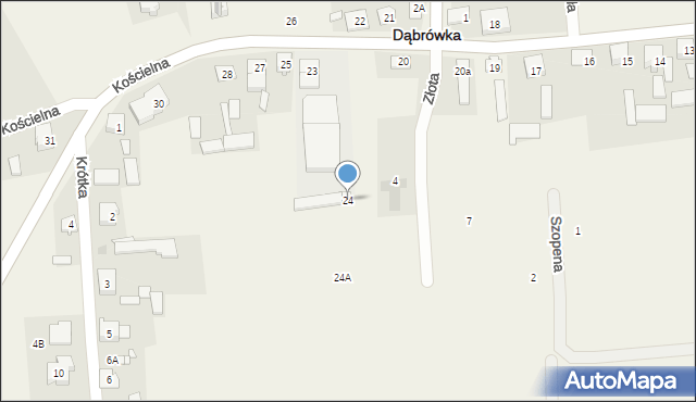 Dąbrówka, Kościelna, 24, mapa Dąbrówka