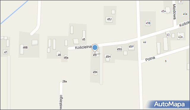 Dąbrówka, Kościelna, 45I, mapa Dąbrówka