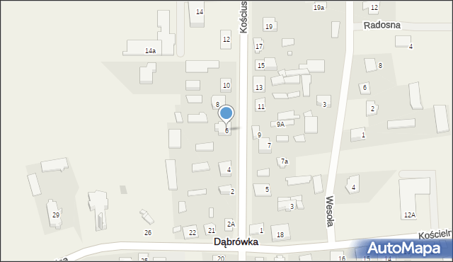 Dąbrówka, Kościuszki Tadeusza, gen., 6, mapa Dąbrówka