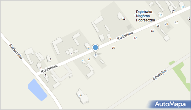 Dąbrówka Nagórna, Kościelna, 8, mapa Dąbrówka Nagórna