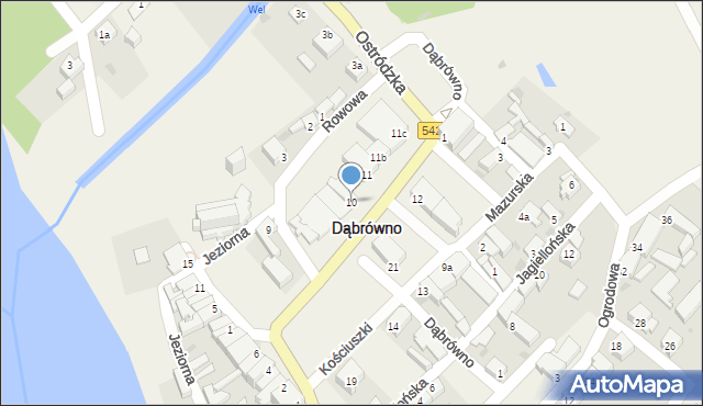 Dąbrówno, Kościuszki Tadeusza, gen., 10, mapa Dąbrówno