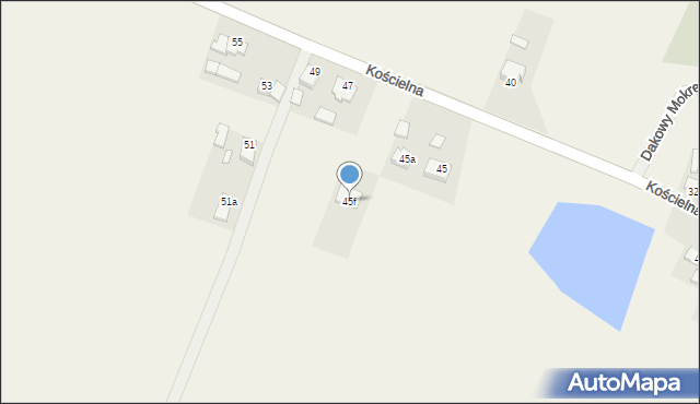 Dakowy Mokre, Kościelna, 45f, mapa Dakowy Mokre