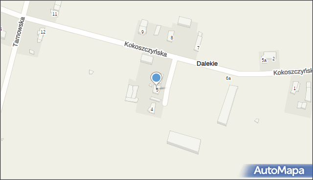 Dalekie, Kokoszczyńska, 5, mapa Dalekie