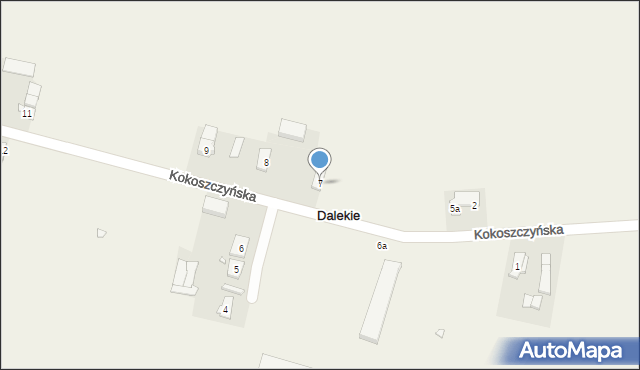 Dalekie, Kokoszczyńska, 7, mapa Dalekie