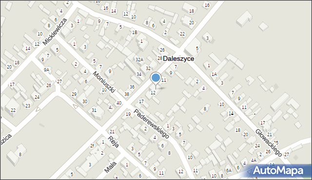 Daleszyce, Kościelna, 12a, mapa Daleszyce