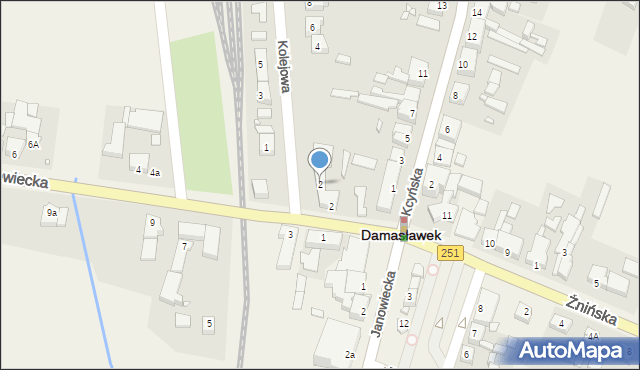 Damasławek, Kolejowa, 2, mapa Damasławek