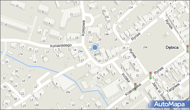 Dębica, Kolejowa, 18, mapa Dębicy