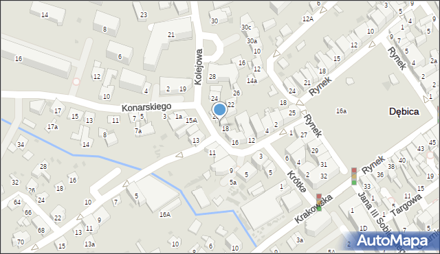 Dębica, Kolejowa, 18A, mapa Dębicy