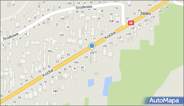 Dęblin, Kocka, 104, mapa Dęblin