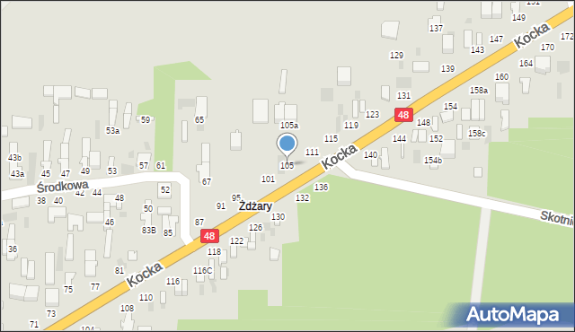 Dęblin, Kocka, 105, mapa Dęblin