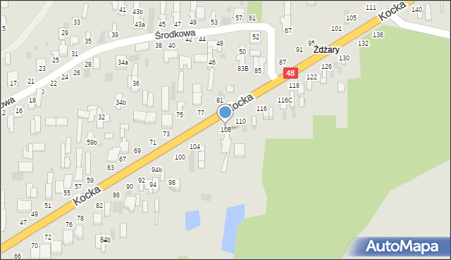 Dęblin, Kocka, 108, mapa Dęblin