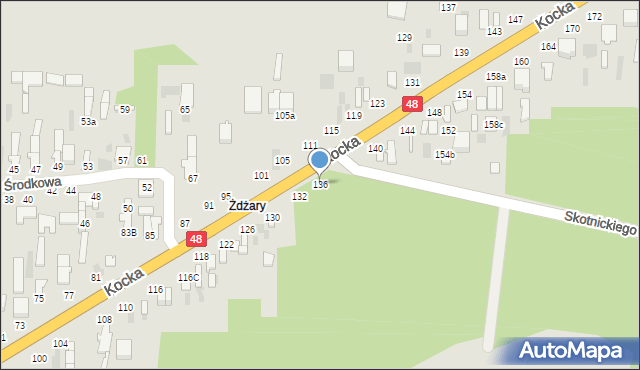 Dęblin, Kocka, 136, mapa Dęblin