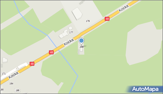 Dęblin, Kocka, 208, mapa Dęblin