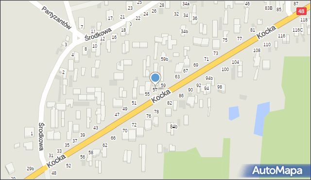 Dęblin, Kocka, 57, mapa Dęblin