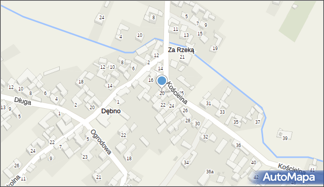 Dębno, Kościelna, 20, mapa Dębno