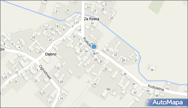 Dębno, Kościelna, 26, mapa Dębno