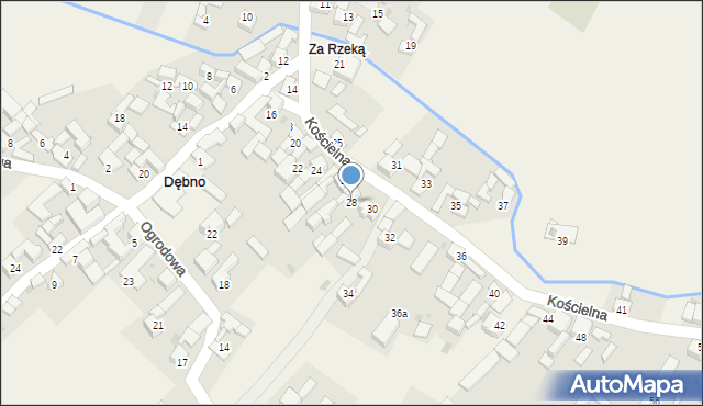 Dębno, Kościelna, 28, mapa Dębno