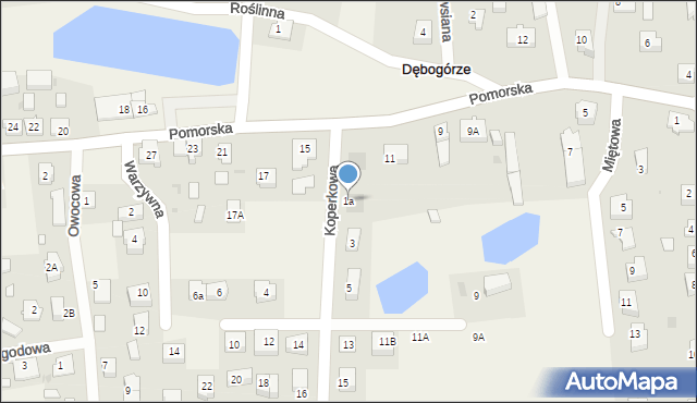 Dębogórze, Koperkowa, 1a, mapa Dębogórze