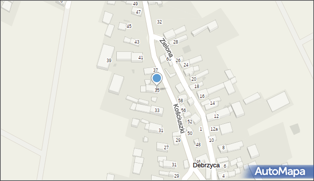 Debrzyca, Kościuszki Tadeusza, gen., 35, mapa Debrzyca