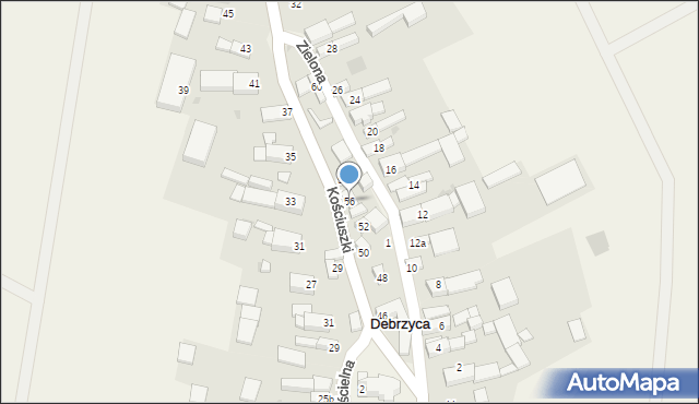 Debrzyca, Kościuszki Tadeusza, gen., 56, mapa Debrzyca