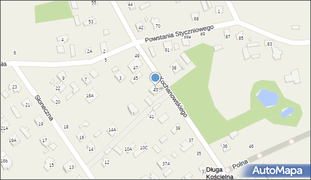 Długa Kościelna, Kochanowskiego Jana, 43, mapa Długa Kościelna