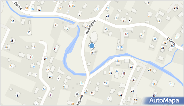 Długie, Kościelna, 25, mapa Długie