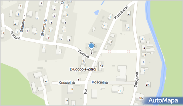 Długopole-Zdrój, Kościuszki Tadeusza, gen., 4, mapa Długopole-Zdrój