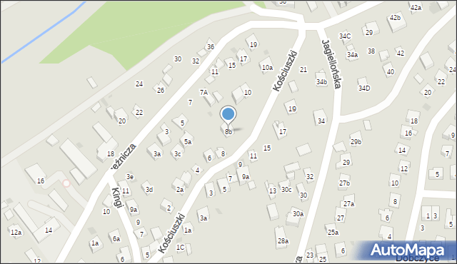 Dobczyce, Kościuszki Tadeusza, gen., 8b, mapa Dobczyce