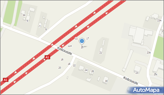 Dobieszowice, Kościuszki Tadeusza, gen., 15, mapa Dobieszowice