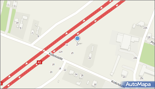 Dobieszowice, Kościuszki Tadeusza, gen., 17, mapa Dobieszowice