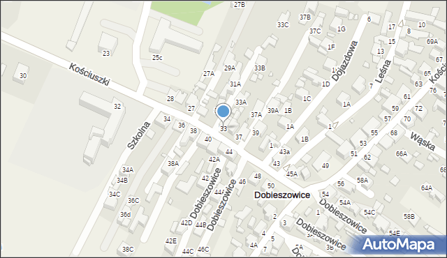 Dobieszowice, Kościuszki Tadeusza, gen., 33, mapa Dobieszowice