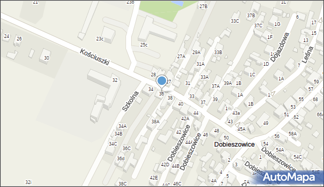 Dobieszowice, Kościuszki Tadeusza, gen., 36, mapa Dobieszowice