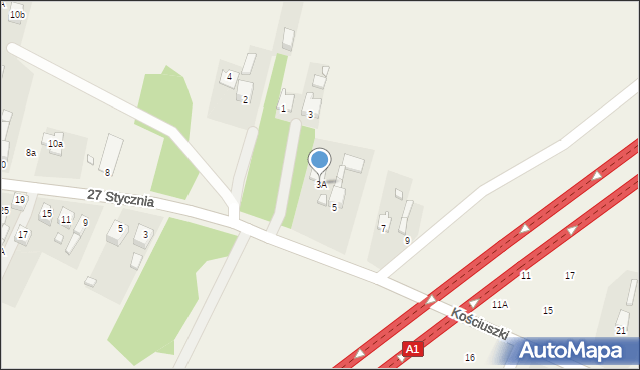 Dobieszowice, Kościuszki Tadeusza, gen., 3A, mapa Dobieszowice