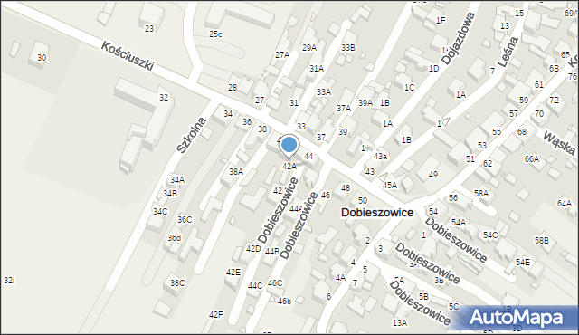 Dobieszowice, Kościuszki Tadeusza, gen., 42A, mapa Dobieszowice