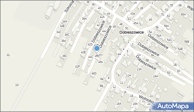 Dobieszowice, Kościuszki Tadeusza, gen., 46C, mapa Dobieszowice