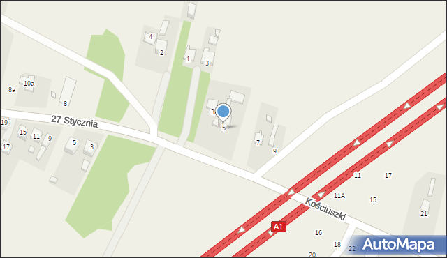 Dobieszowice, Kościuszki Tadeusza, gen., 5, mapa Dobieszowice