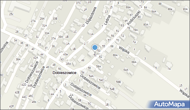 Dobieszowice, Kościuszki Tadeusza, gen., 51, mapa Dobieszowice