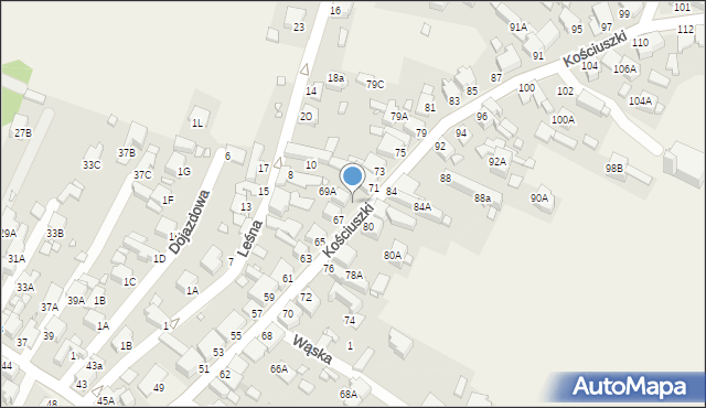 Dobieszowice, Kościuszki Tadeusza, gen., 69, mapa Dobieszowice