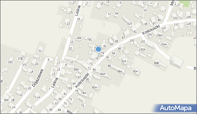 Dobieszowice, Kościuszki Tadeusza, gen., 77, mapa Dobieszowice