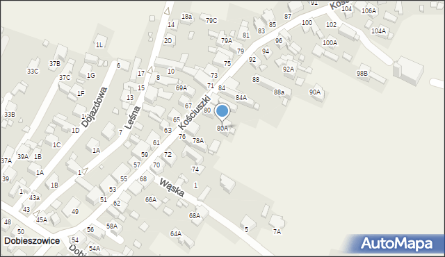 Dobieszowice, Kościuszki Tadeusza, gen., 80A, mapa Dobieszowice