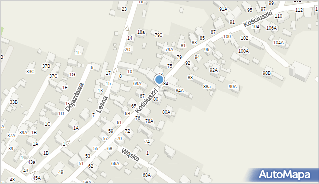 Dobieszowice, Kościuszki Tadeusza, gen., 82, mapa Dobieszowice